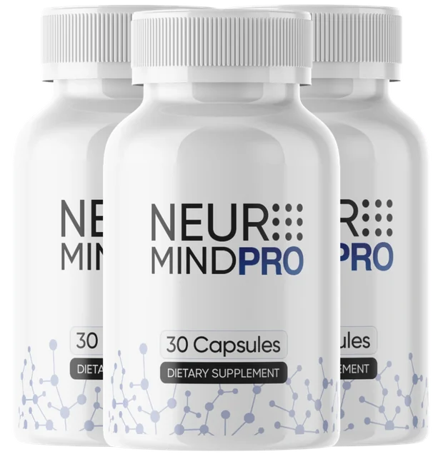 Brand render of three white Neuro Mind Pro bottles, reused for the 1-bottle pack because no single-bottle render exists